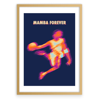 Mamba Forever Plakat-Biała Krawędź-Złota Aluminiowa Rama