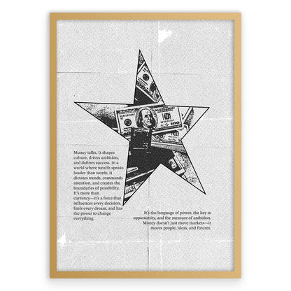 Money Star Plakat-Złota Aluminiowa Rama-