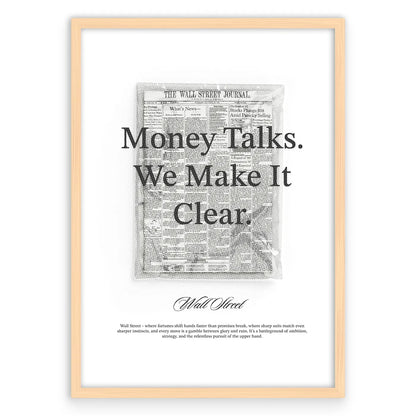 Money Talks Plakat-Naturalna Drewniana Rama-