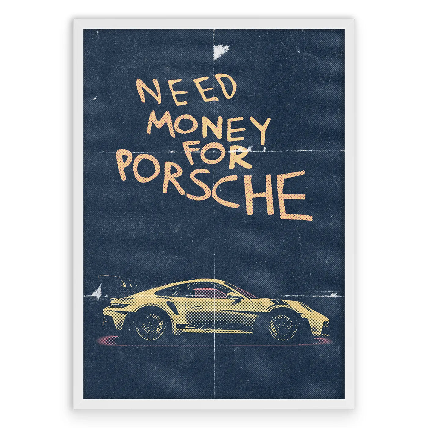 Need Money For Porsche 2 Plakat-Biała Aluminiowa Rama-