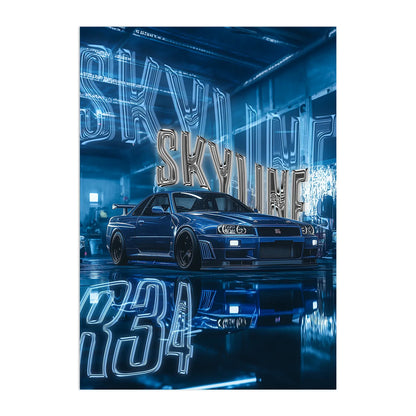 Nissan Skyline R34 Plakat-Pełna Okładka-Bez Ramy