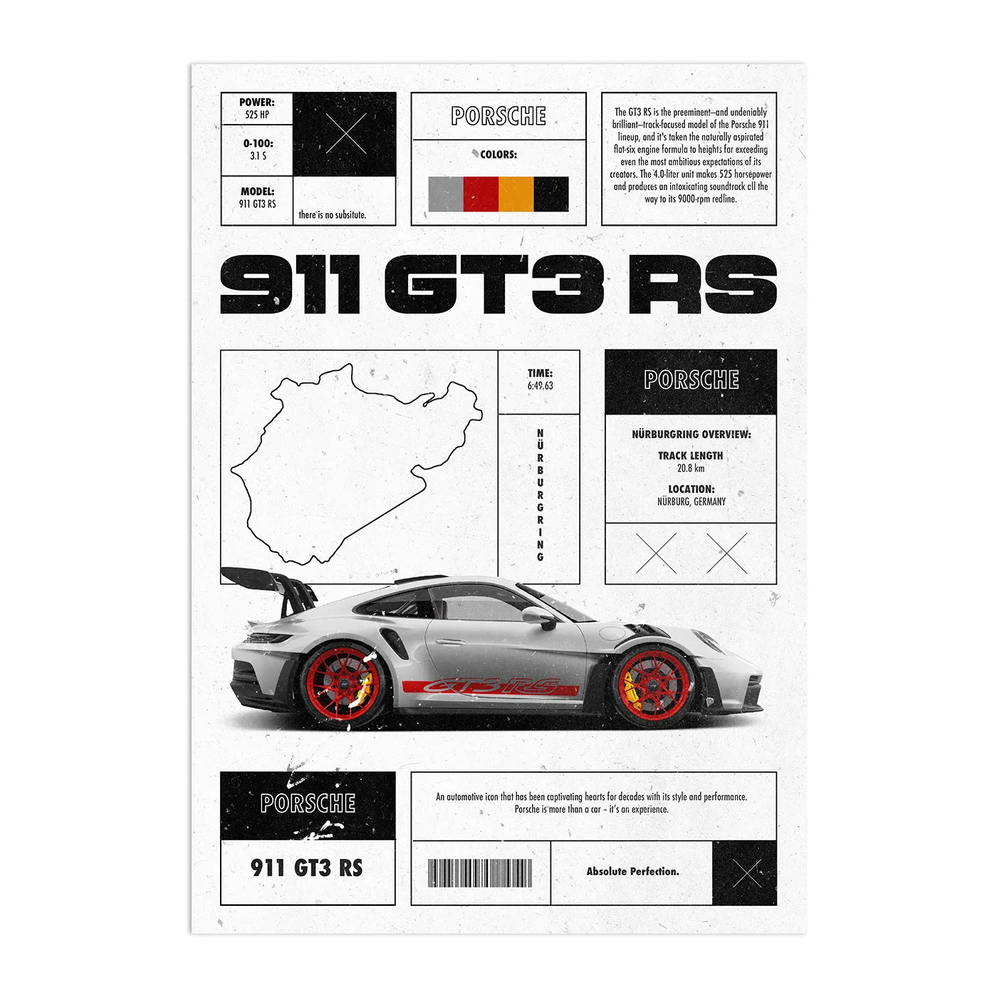 Porsche 911 GT3 RS Plakat-Bez Ramy-