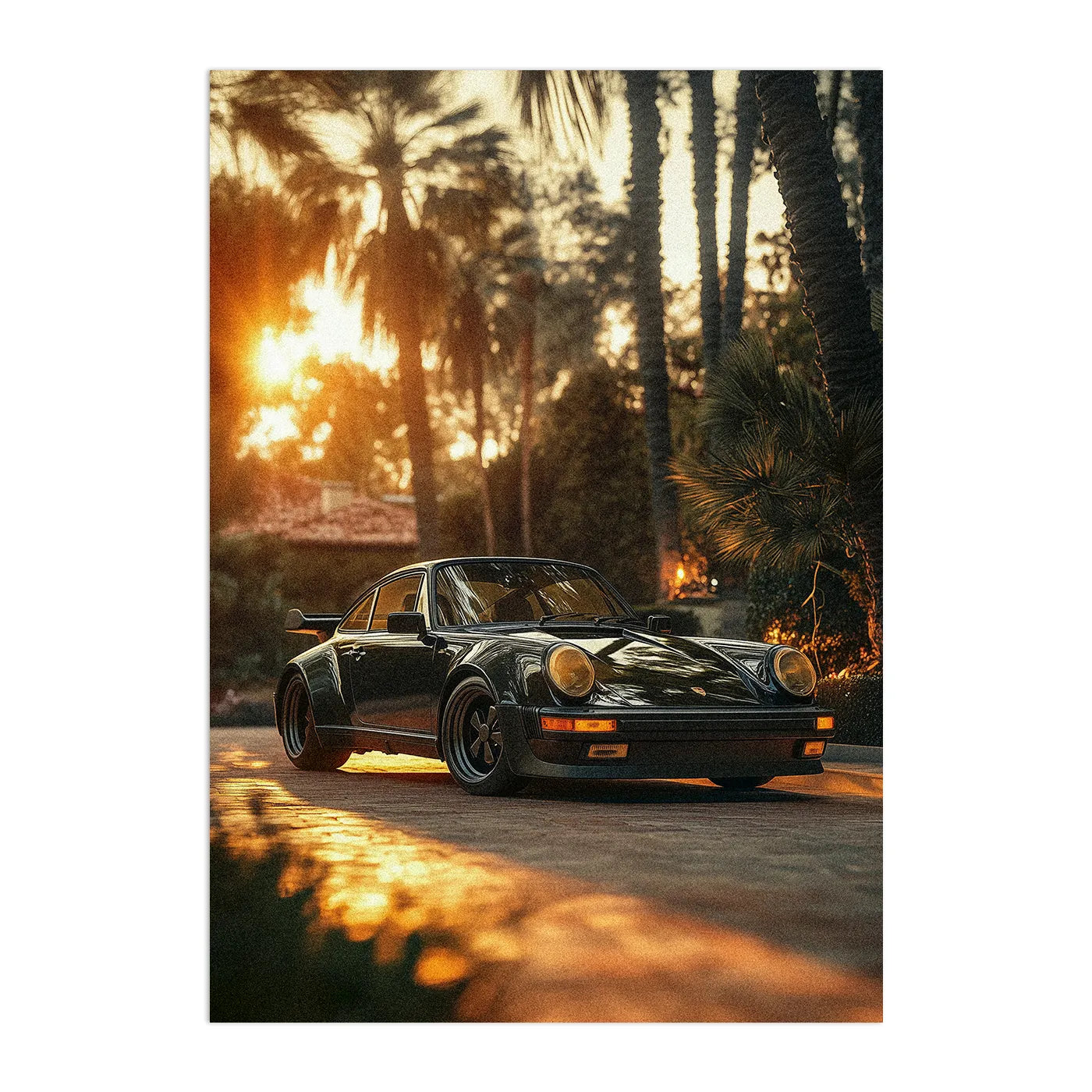 Porsche 911 Sunset Vintage Plakat-Pełna Okładka-Bez Ramy