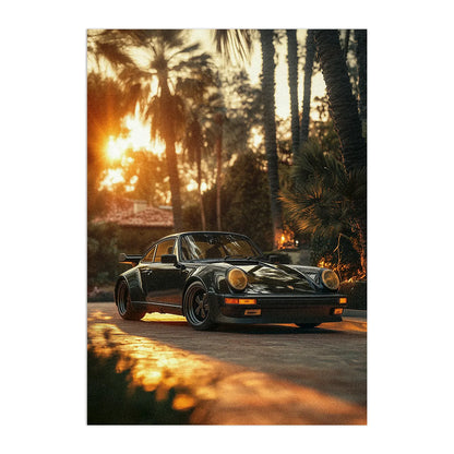 Porsche 911 Sunset Vintage Plakat-Pełna Okładka-Bez Ramy
