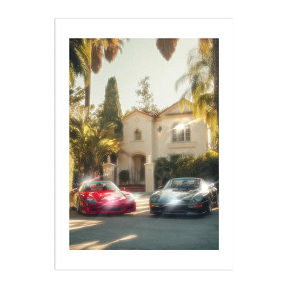 Porsche and Ferrari Plakat-Biała Krawędź-Bez Ramy