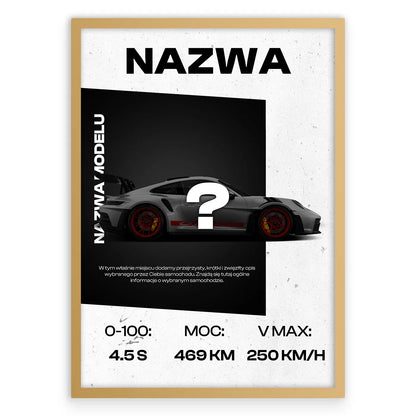 Personalizowany Plakat Samochód-Złota Aluminiowa Rama-