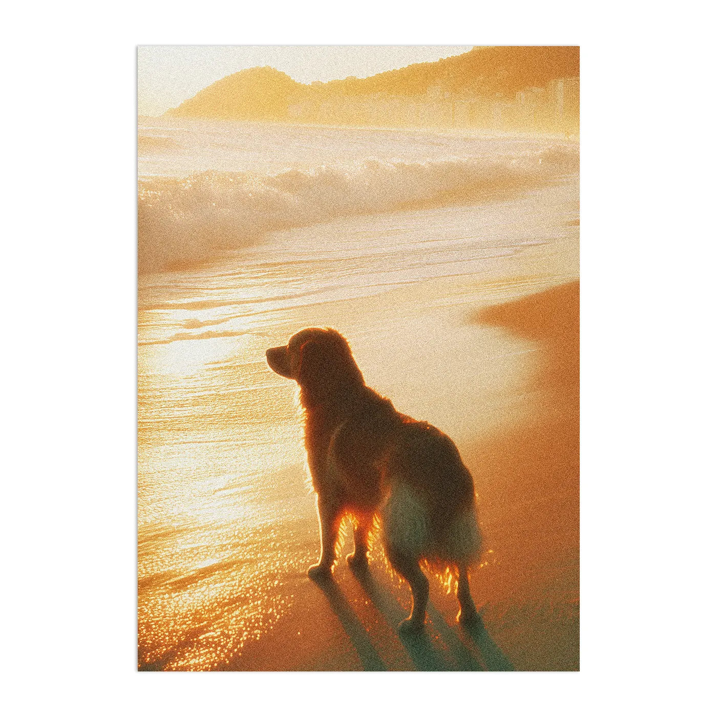 Vintage Dog Sunset Plakat-Pełna Okładka-Bez Ramy