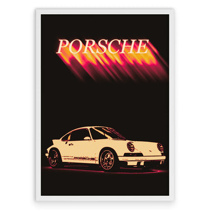 Vintage Porsche Plakat-Pełna Okładka-Biała Aluminiowa Rama