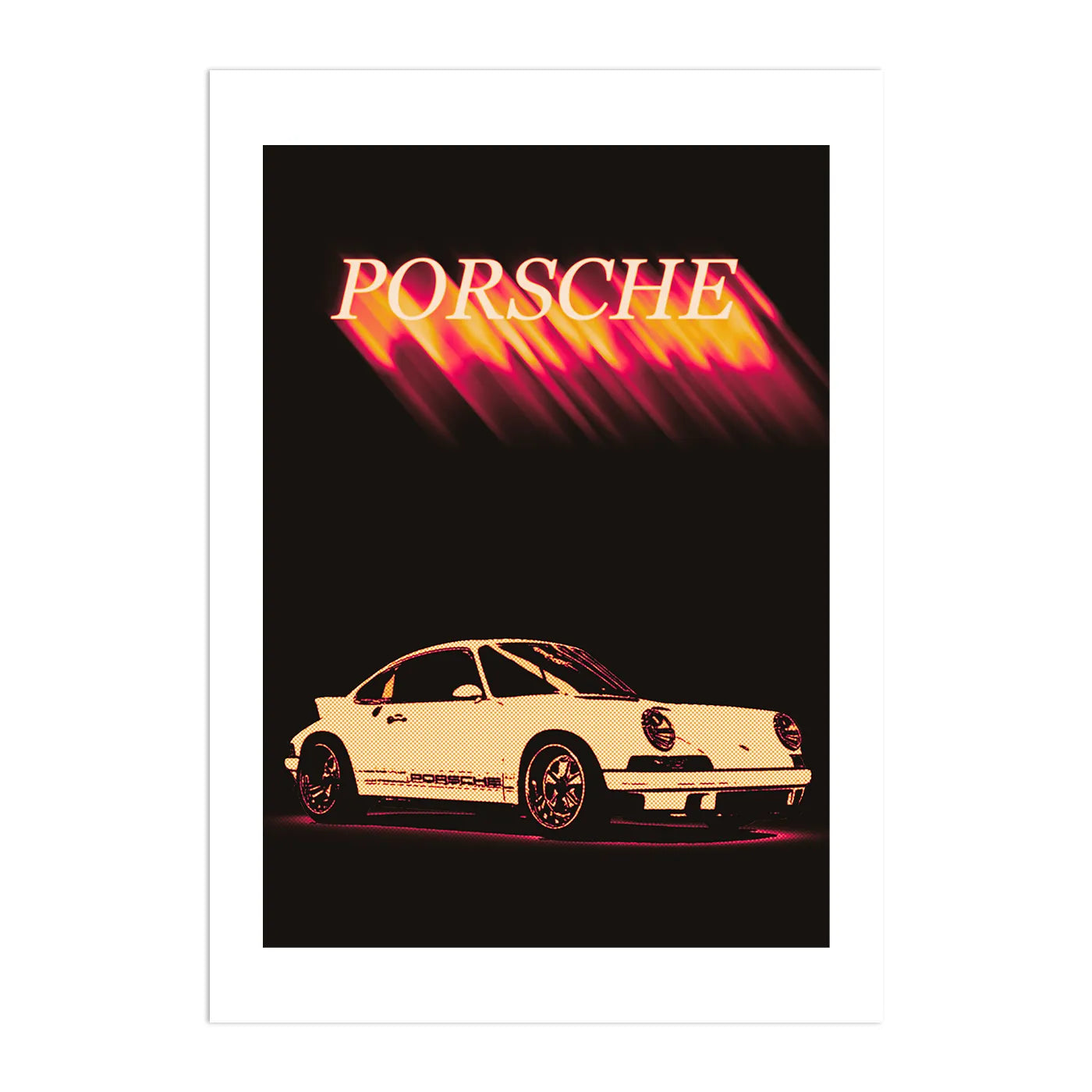 Vintage Porsche Plakat-Biała Krawędź-Bez Ramy