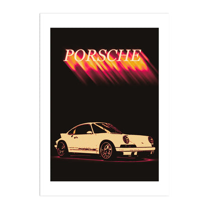 Vintage Porsche Plakat-Biała Krawędź-Bez Ramy