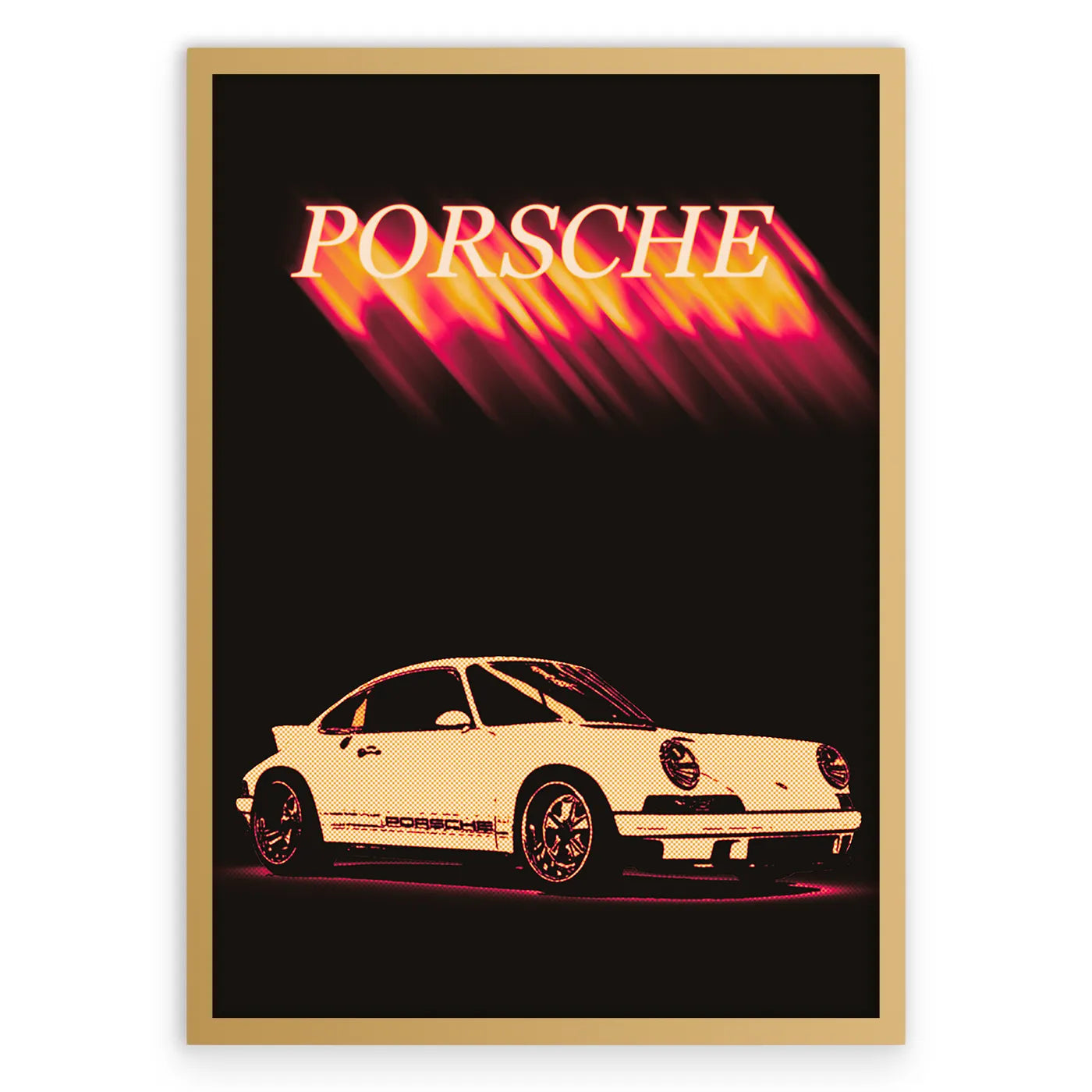 Vintage Porsche Plakat-Pełna Okładka-Złota Aluminiowa Rama