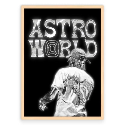 Travis Scott Chrome Plakat-Naturalna Drewniana Rama-
