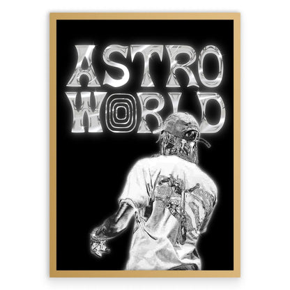 Travis Scott Chrome Plakat-Złota Aluminiowa Rama-